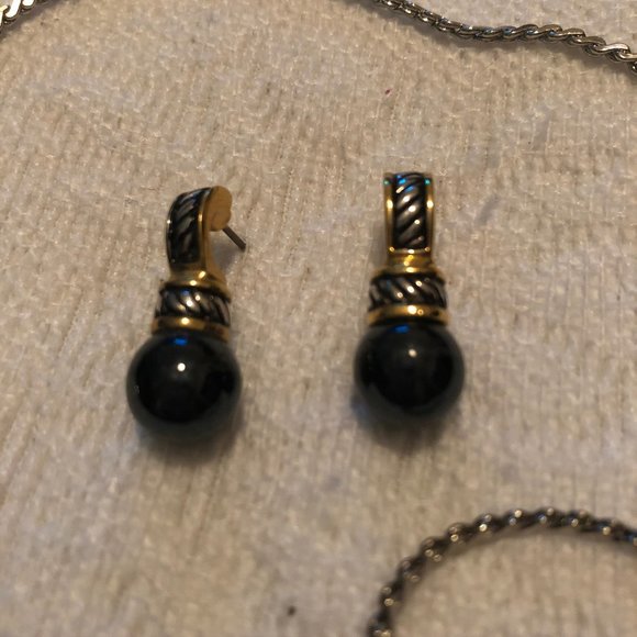 Brighton silver/gold onyx ball jewelry set - Picture 11 of 15
